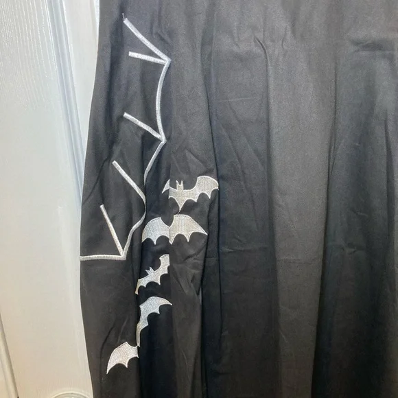 Black Dress with White Bat and Spiderweb Embroidered Accents Size XL - Picture 5 of 7